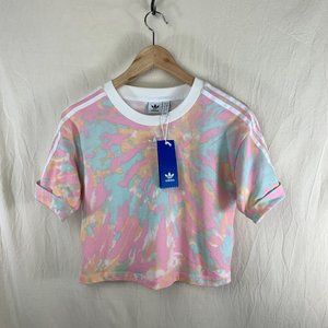 Adidas Originals 3-Stripes Cropped Tee in Pastel Tie Dye